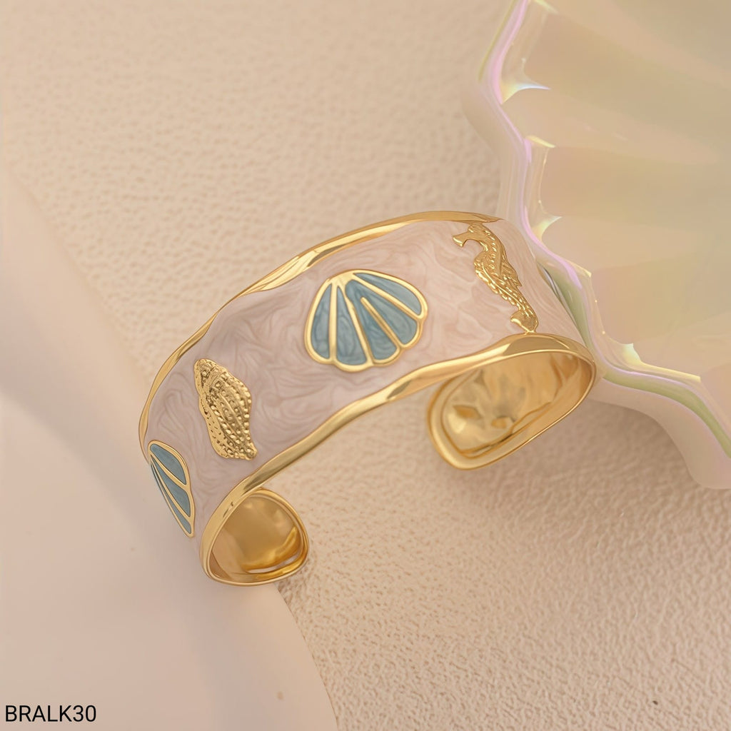 Brazalete Ancho Esmalte Marino Beige y Azul
