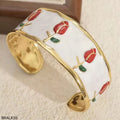 Brazalete Ancho Esmalte Tulipanes Rojos