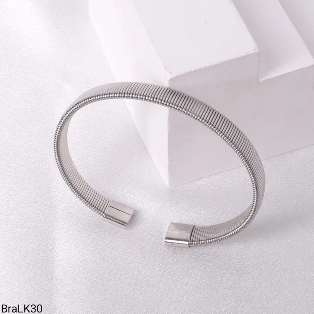 Brazalete Abierto Espiral Enrollado Plateado