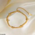 Pulsera Cadena Doble Snake con Bolas Dorada