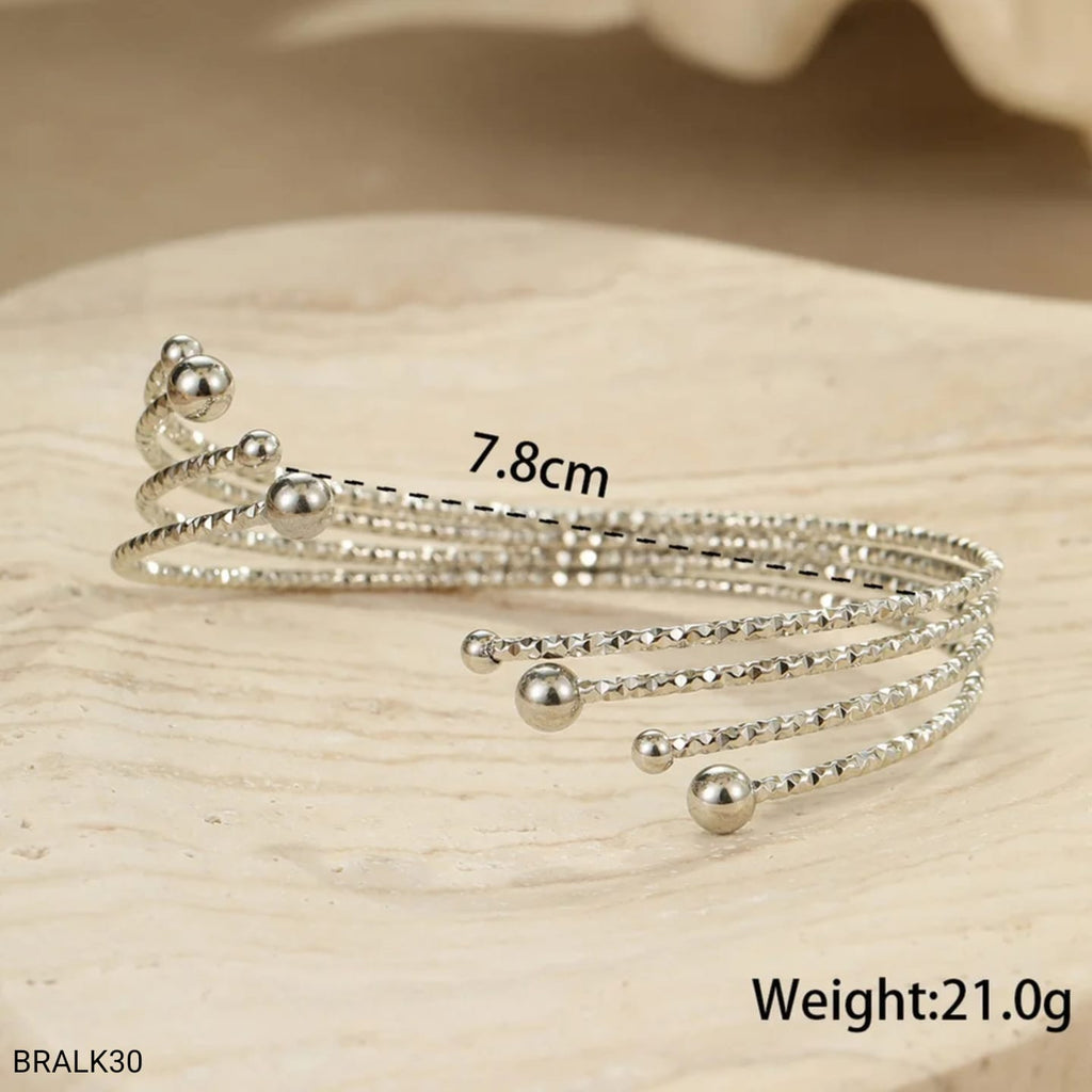 Brazalete Multibanda Texturizado Plateado