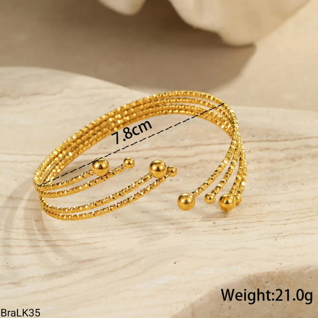 Brazalete Multibanda Texturizado Dorado