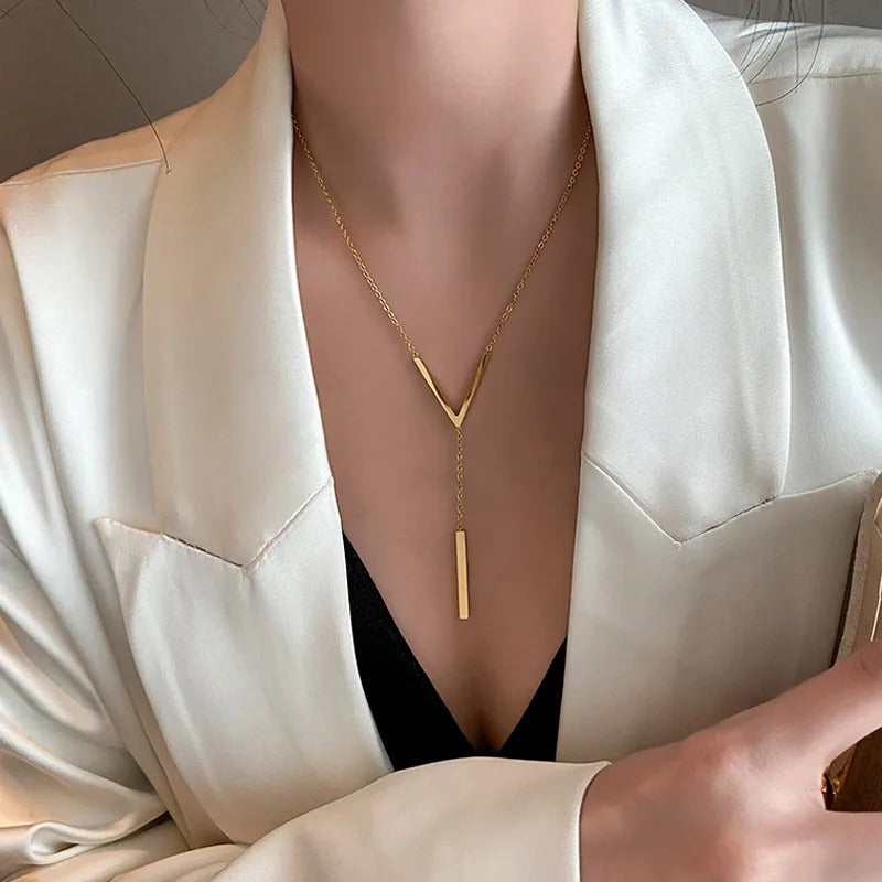 Cadena lariat con barra colgante
