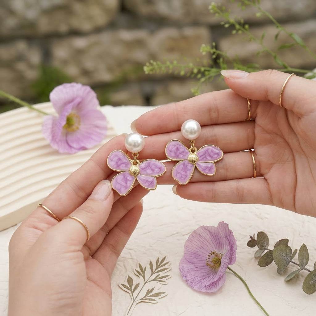 Aretes de flor (purpura)