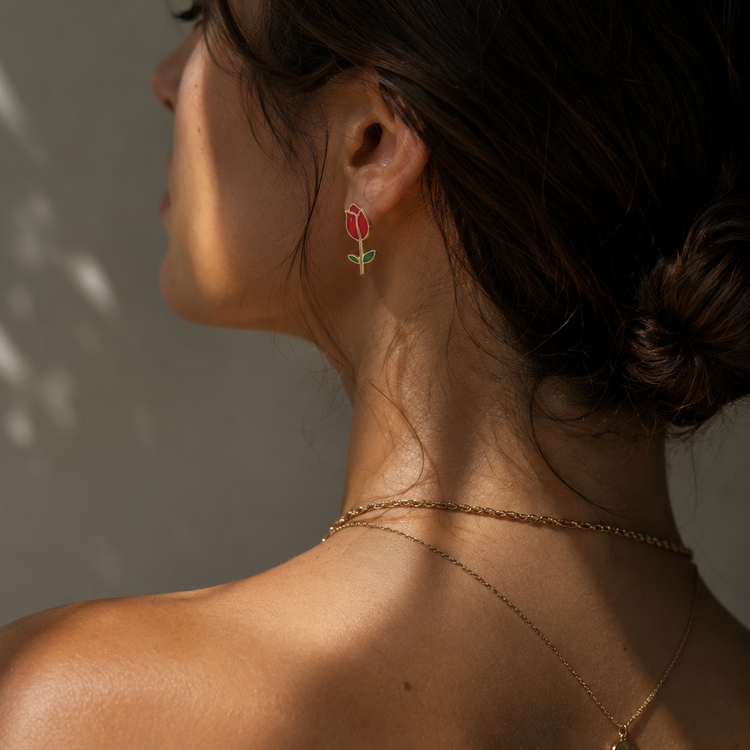 Aretes Tulipán Rojo