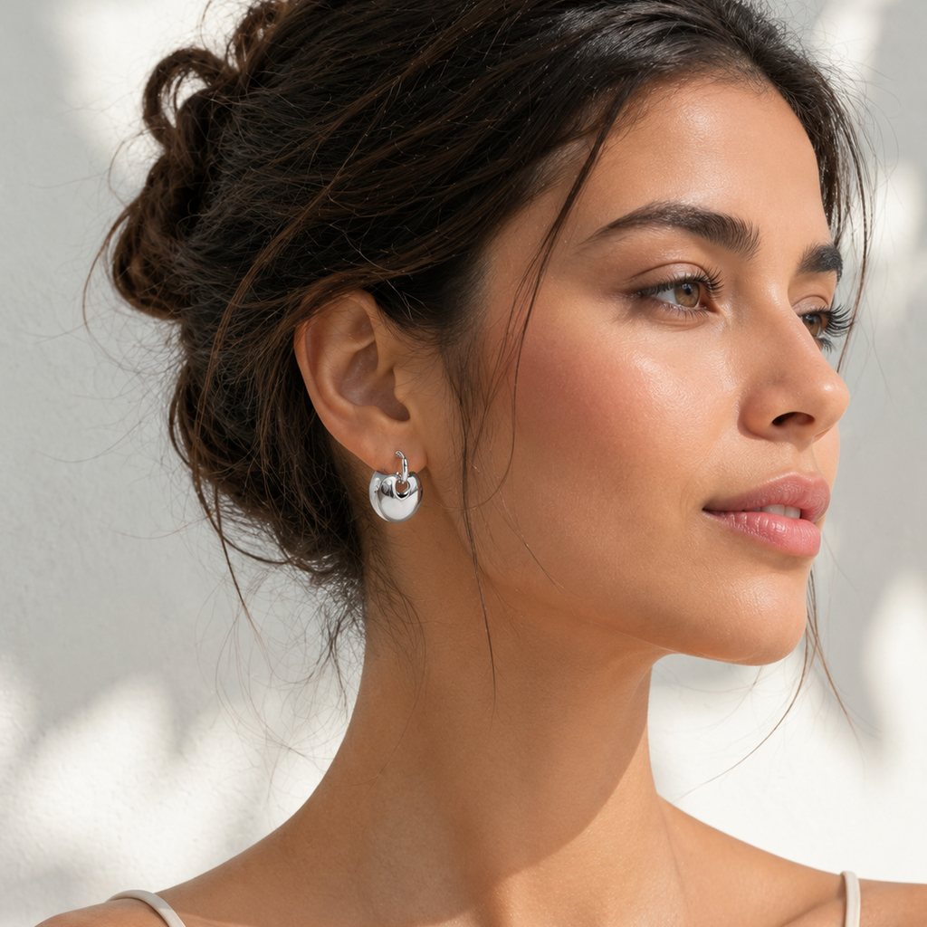 Aretes Esfera Plateada