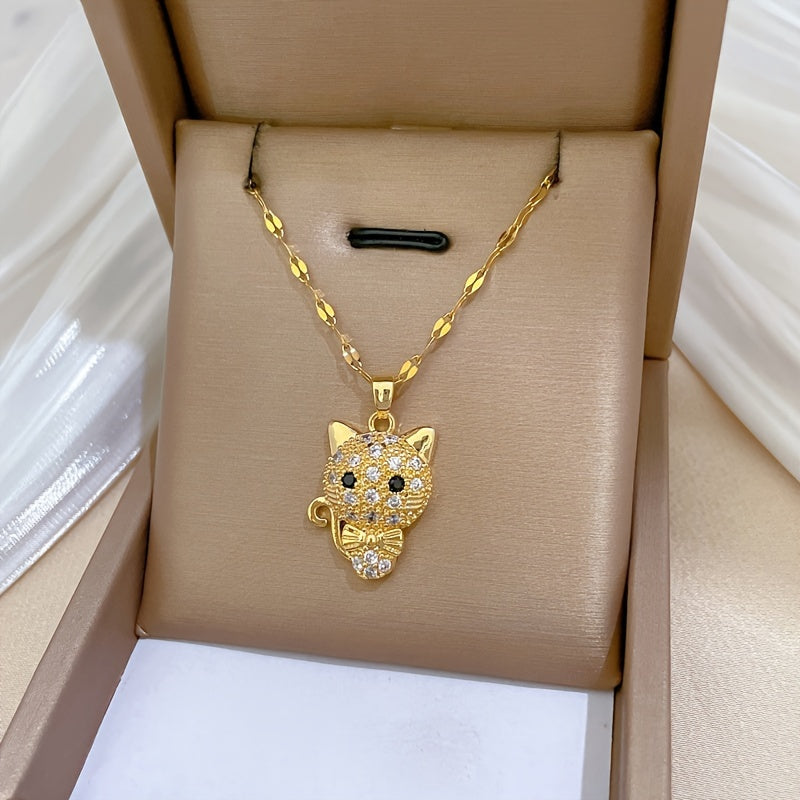 Cadena de Gatito con Moño y Circonias