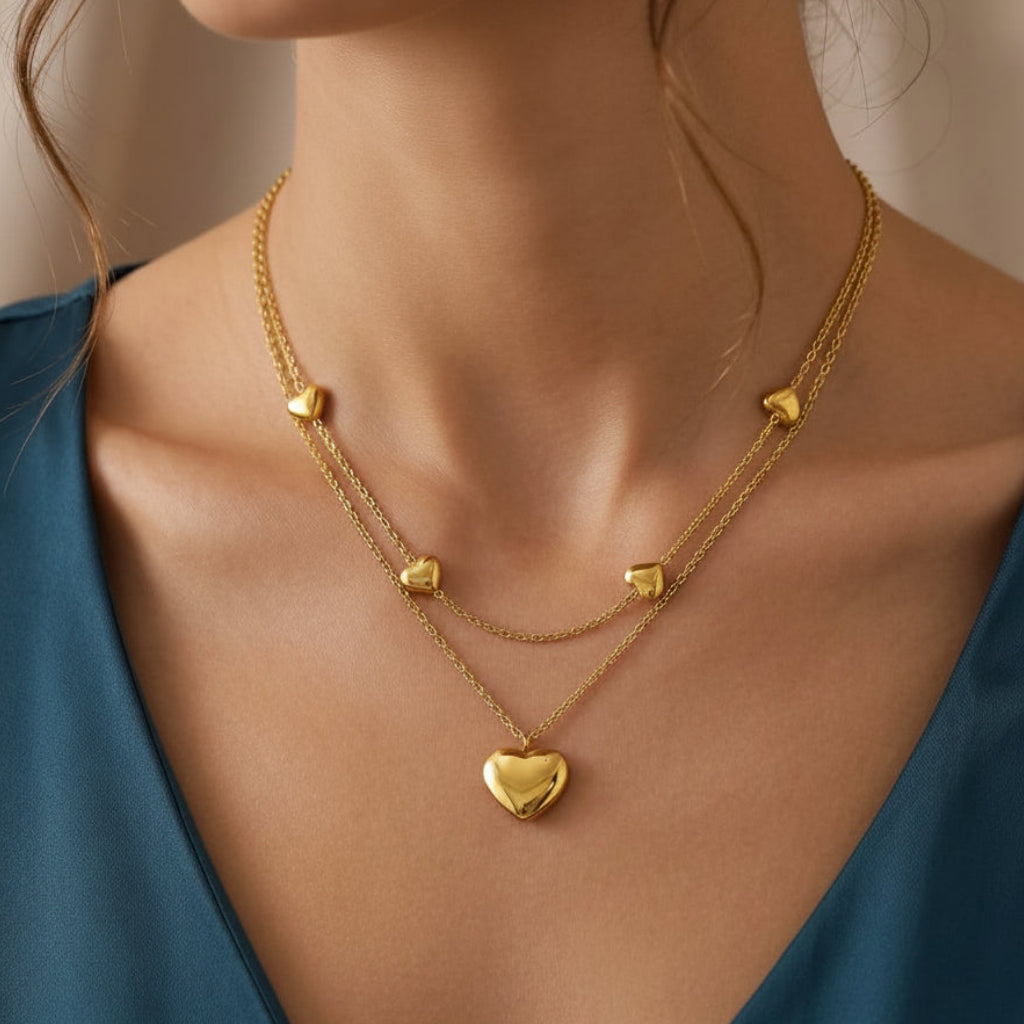 Cadena Doble de corazón multiple