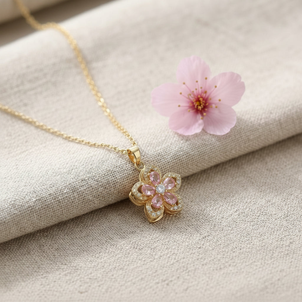 Cadena de flor rosa giratoria
