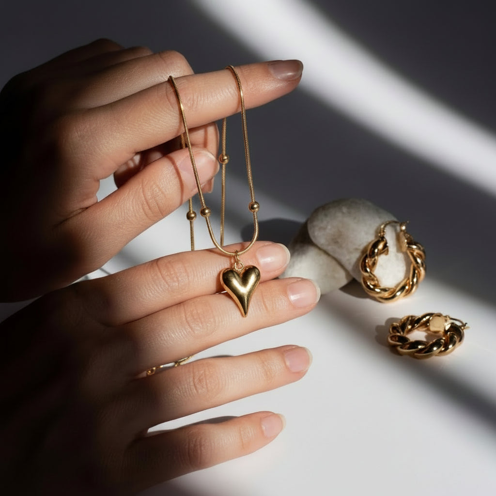 Cadena dorada de Corazon dorado