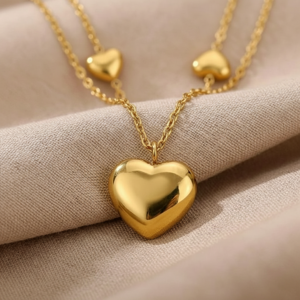 Cadena Doble de corazón multiple