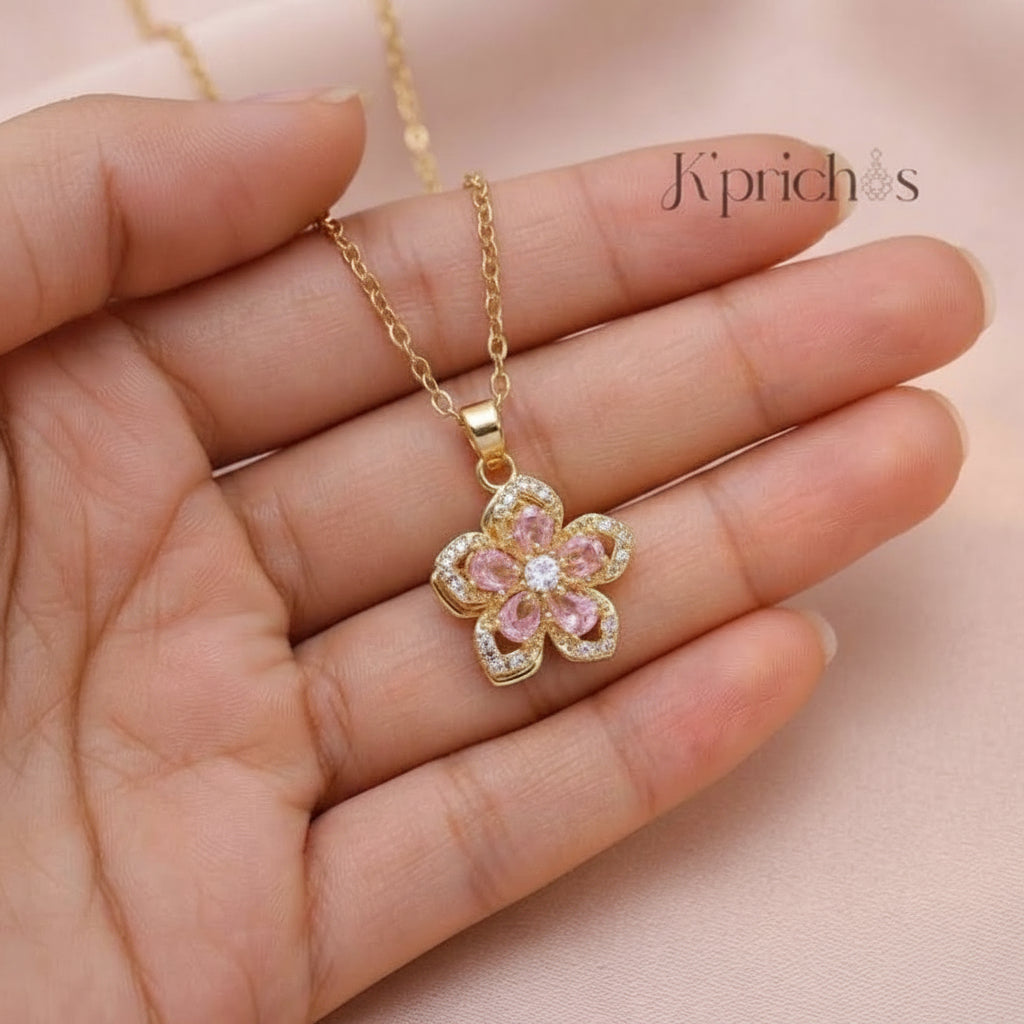 Cadena de flor rosa giratoria