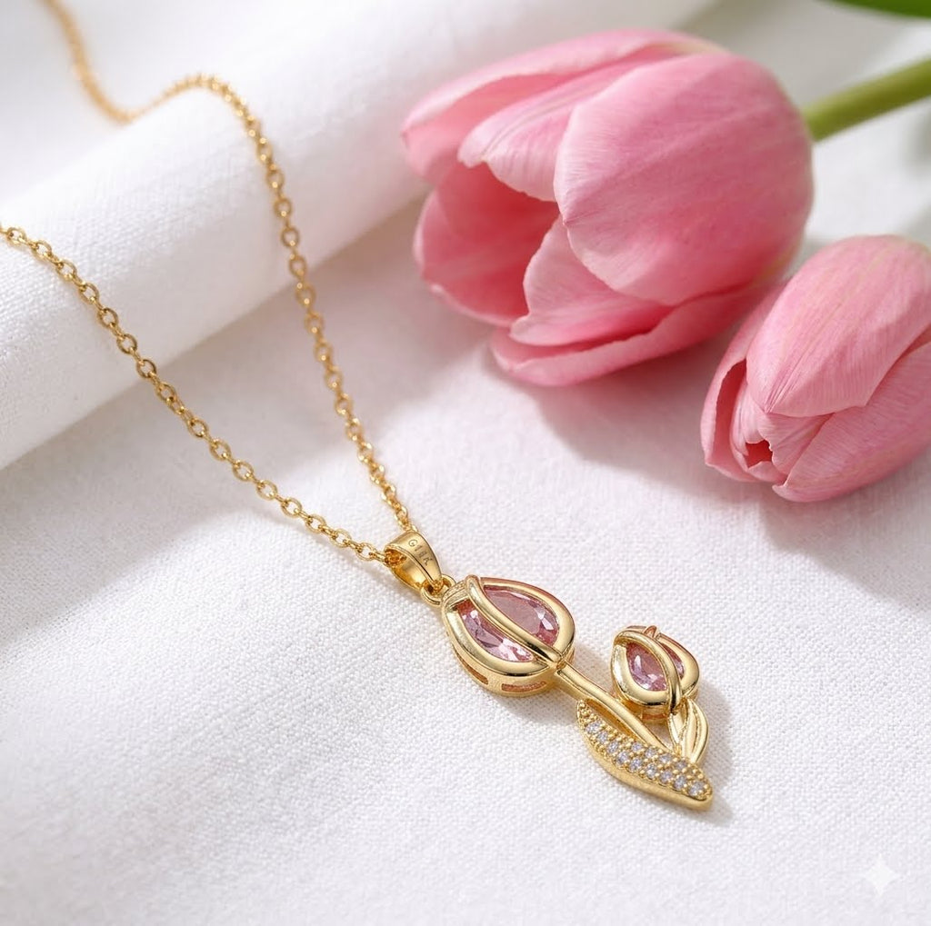 Cadena Tulipán Palo Rosa Dorado