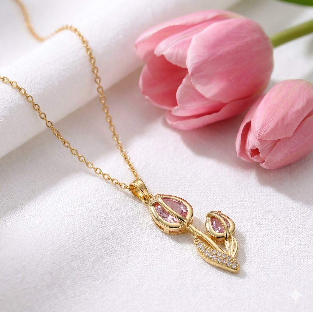 Cadena Tulipán Palo Rosa Dorado