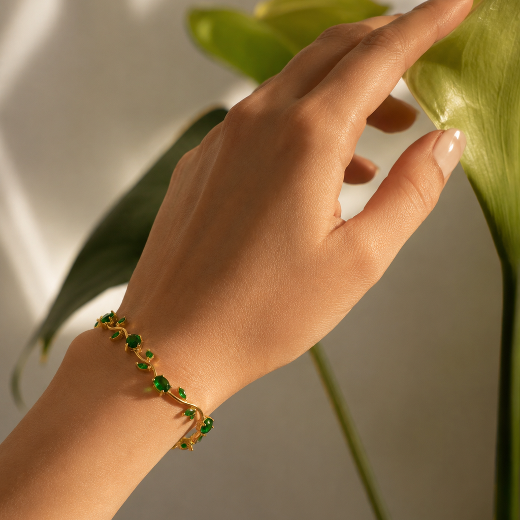 Pulsera con piedras verdes