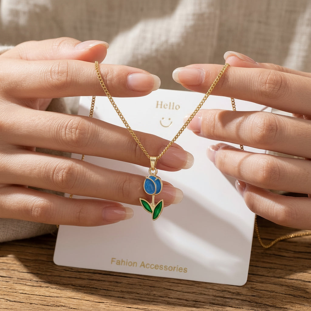 Cadena de tulipan azul
