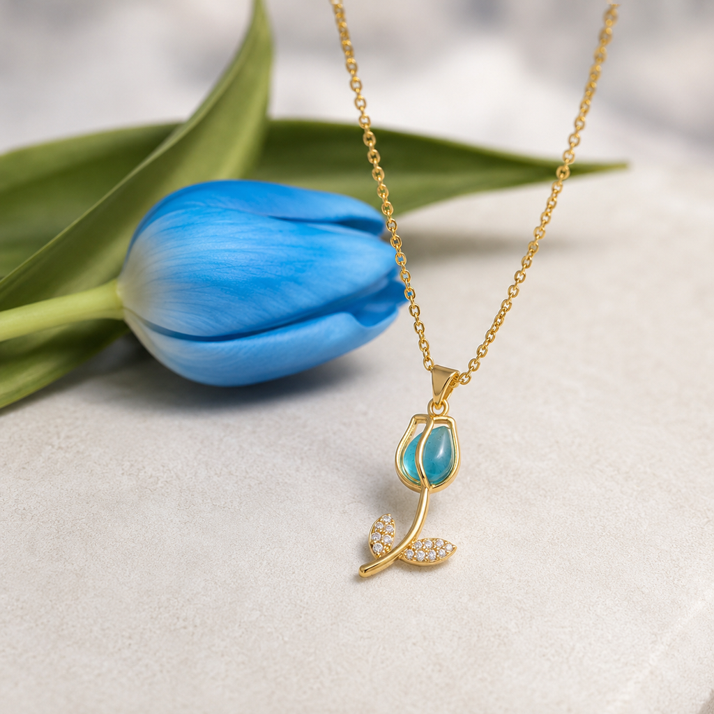 Cadena Tulipán Azul Turquesa