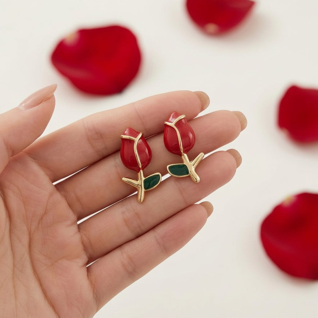 Aretes Tulipán Rojo